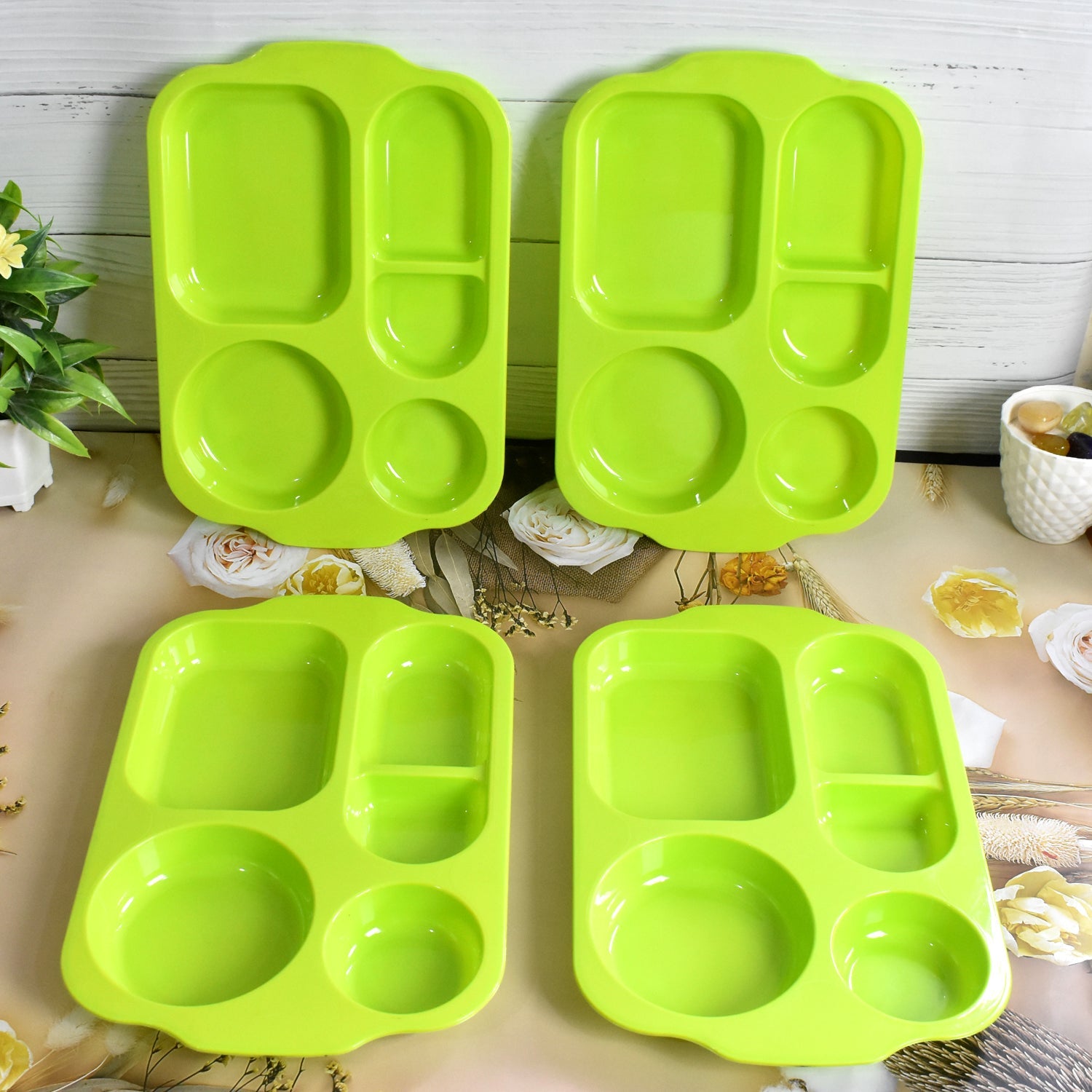 Unbreakable Plastic Food Plates / Biodegradable 5 Compartment Square Plate for Food Unbreakable Plastic Food Plates / Biodegradable 5 Compartment Square Plate for Food